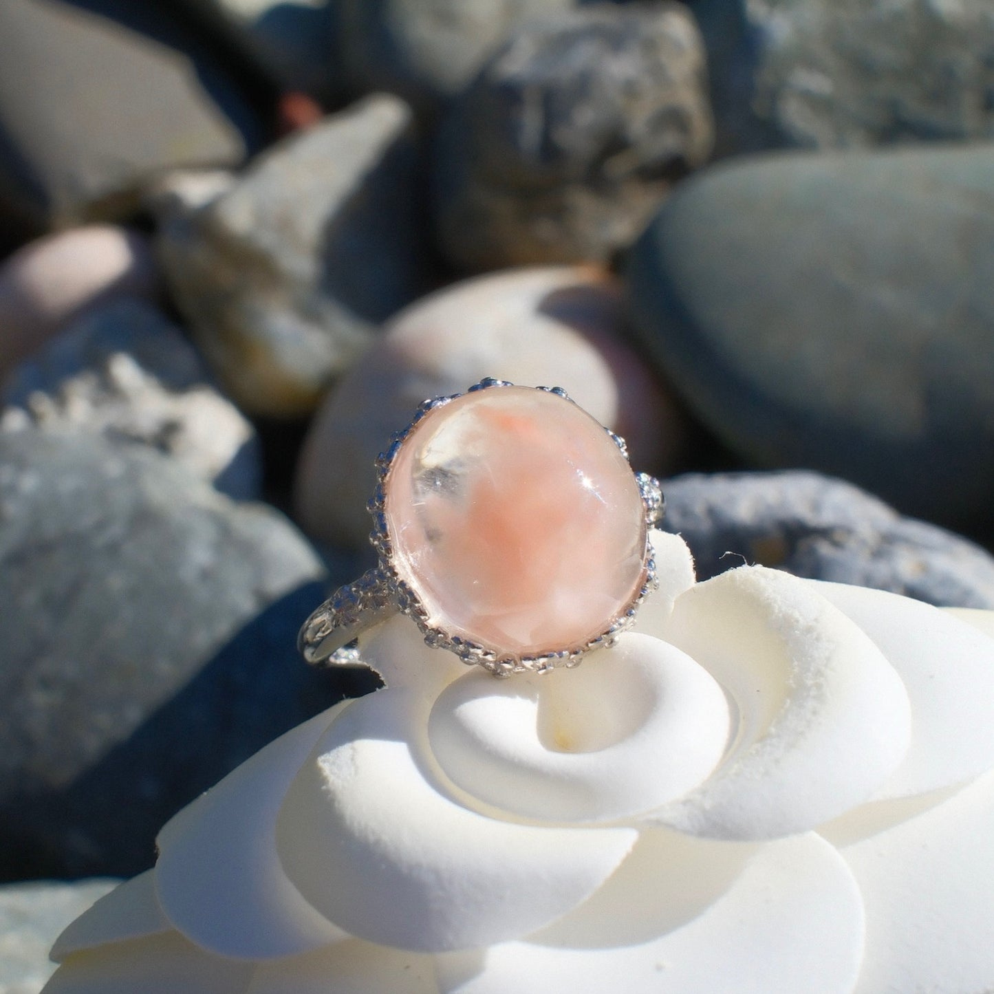 Pink Rutilated Quartz Ring