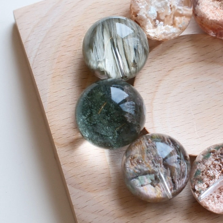 Top-Grade Phantom Quartz and Rutilated Quartz Designer Bracelet