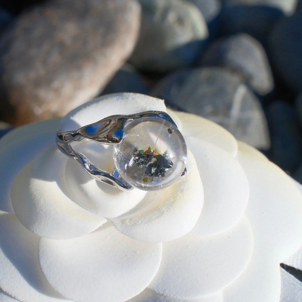 Special Lepidolite in Quartz Ring