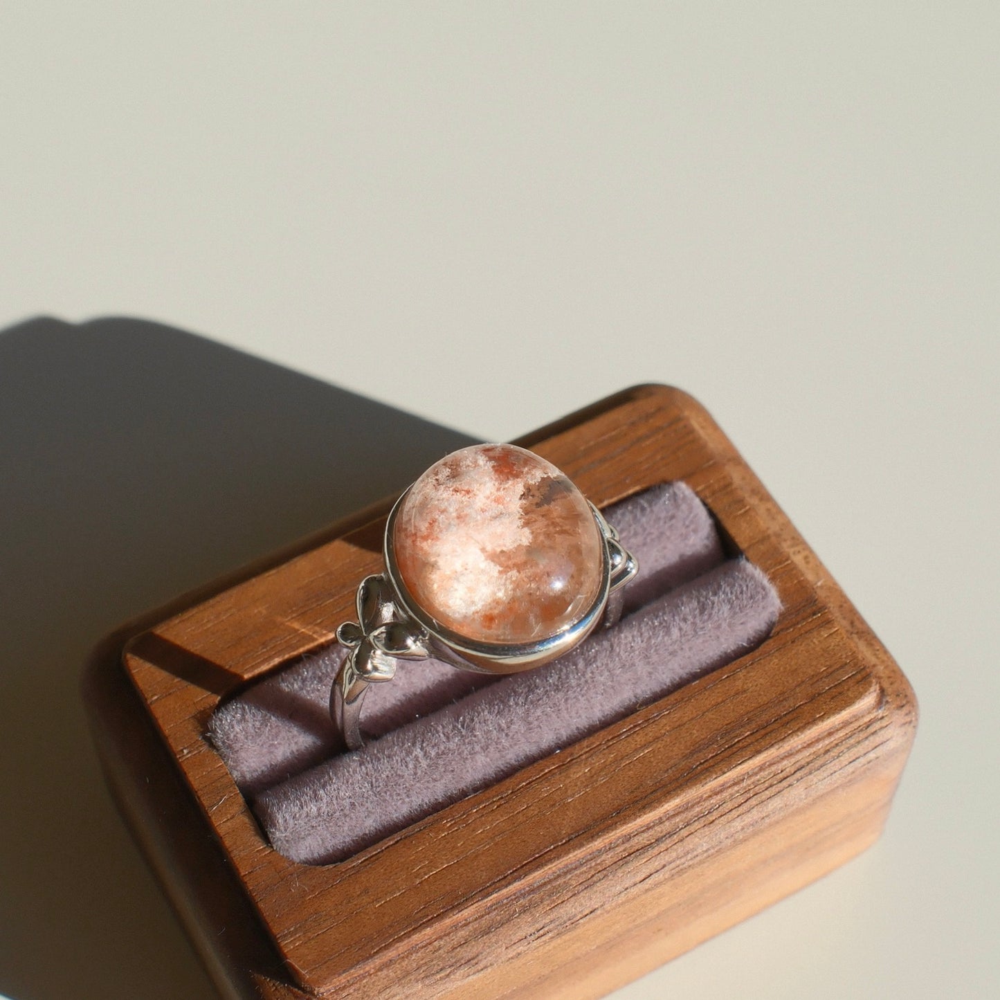 Natural Pink Phantom Crystal Ring