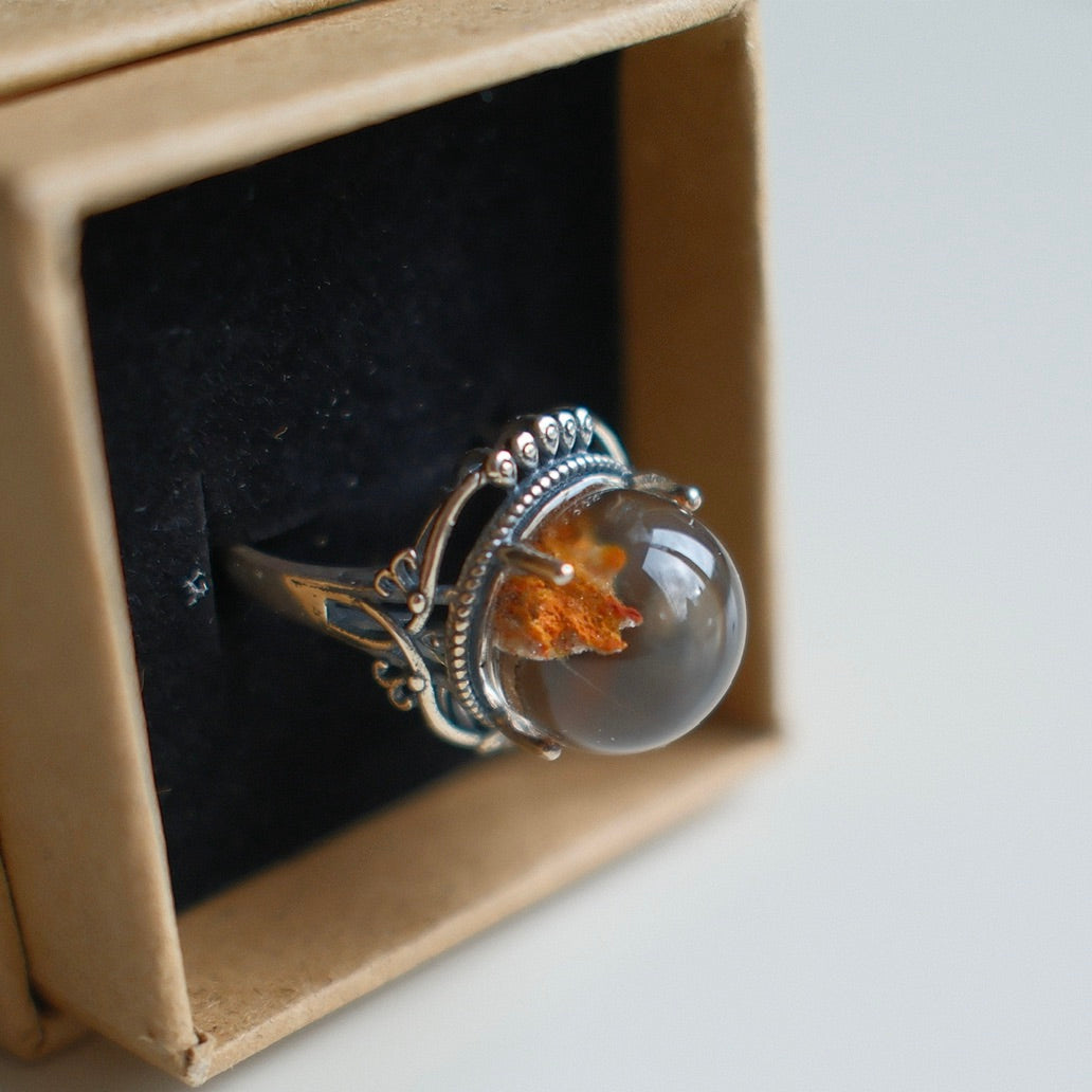 Natural Crystal with Red Calcite Inclusions