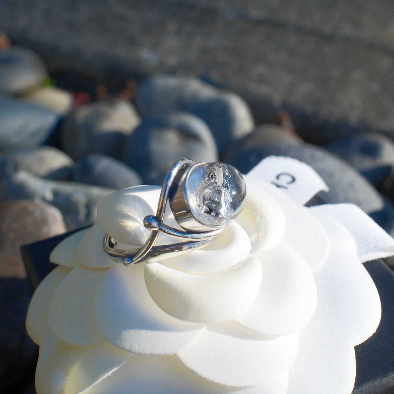 Volcanic Minerals Enhydro Diamond Quartz Ring