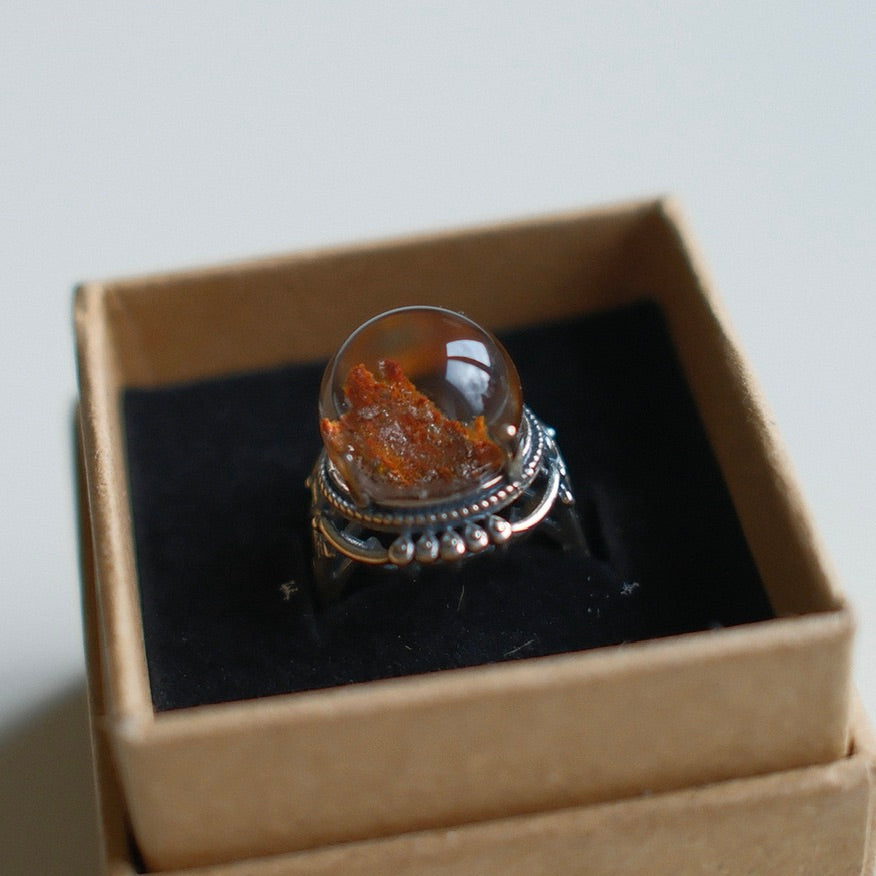 Natural Crystal with Red Calcite Inclusions