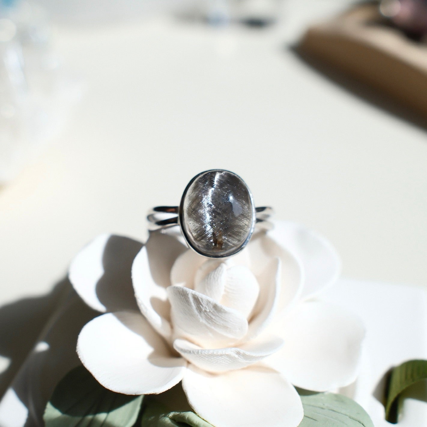 Brookite in Quartz/Dragonfly Quartz Ring