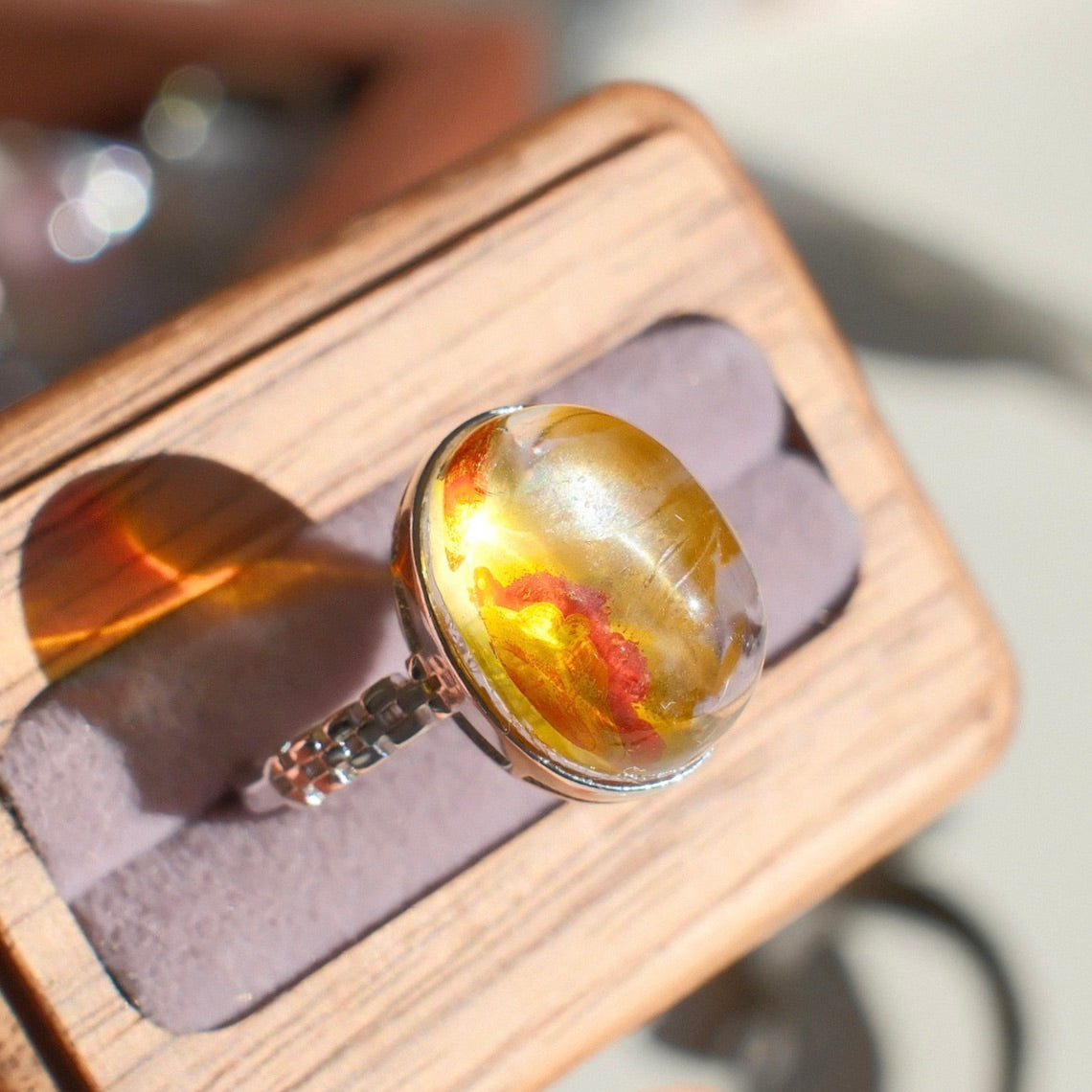 Red and Yellow Hematoid Quartz Ring