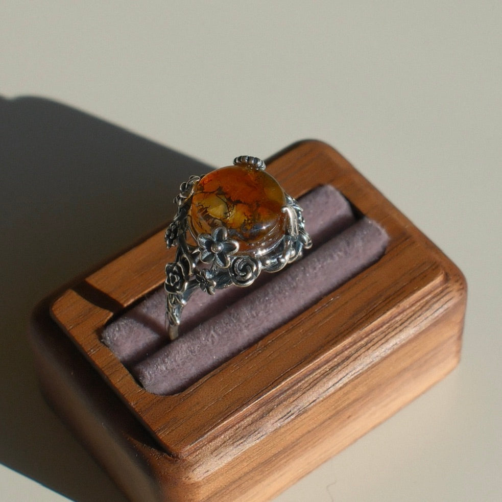 Natural Pyrolusite Quartz Ring