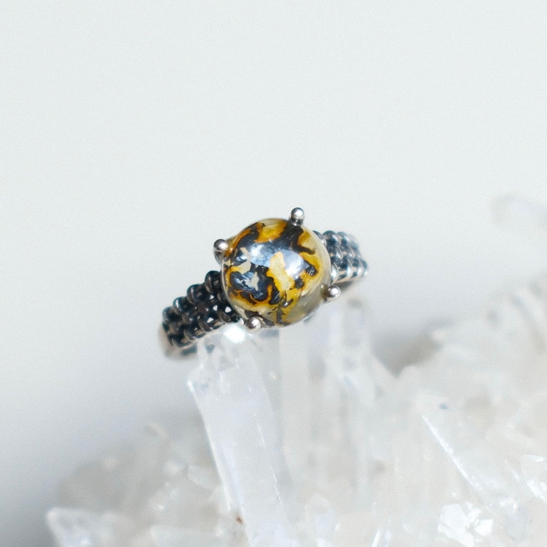Natural Pyrolusite Quartz Ring
