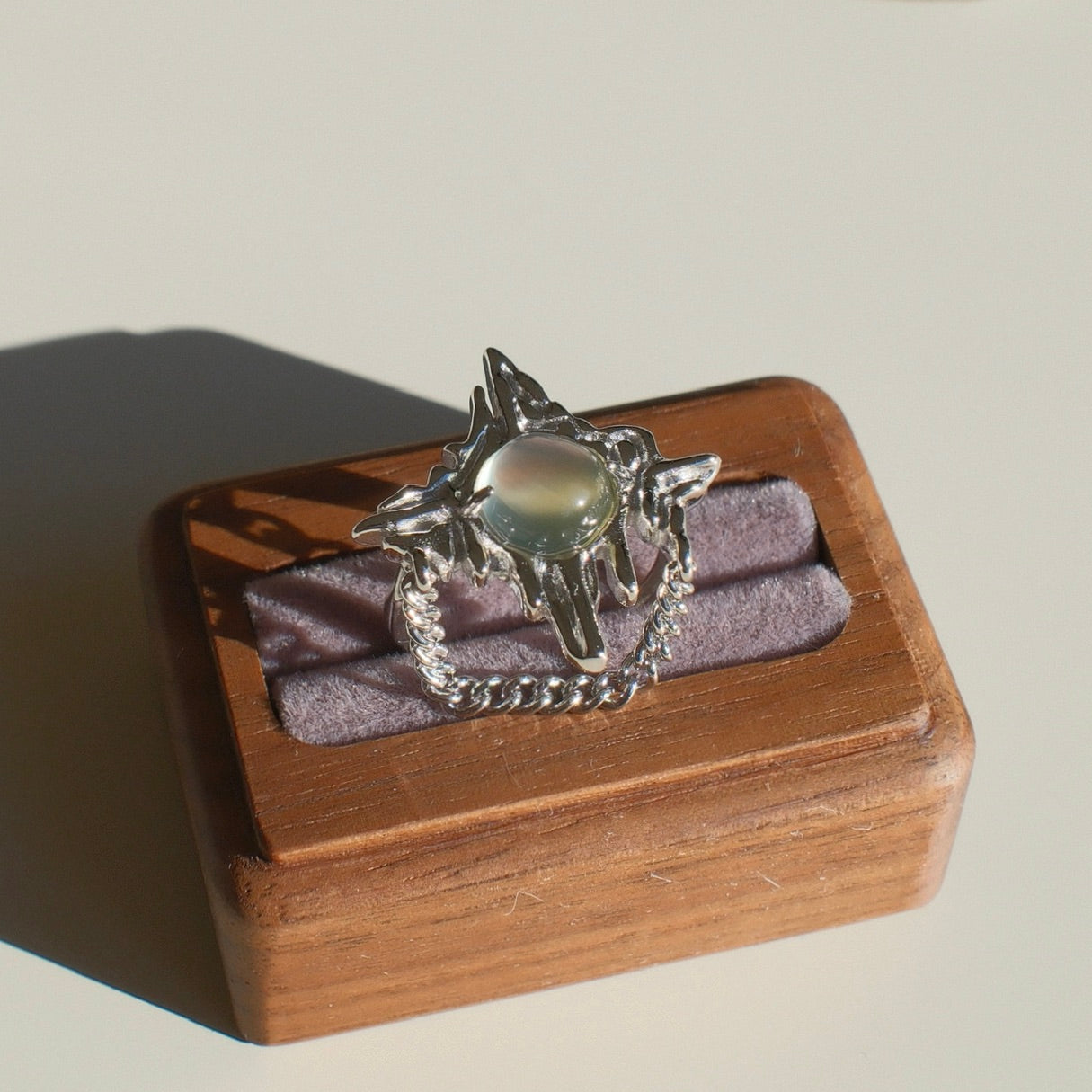 Natural Prehnite Ring