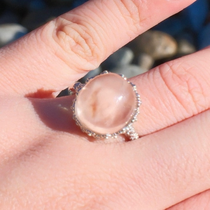 Pink Rutilated Quartz Ring