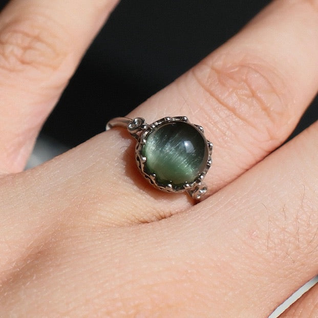 Natural Green Rutilated Quartz Ring