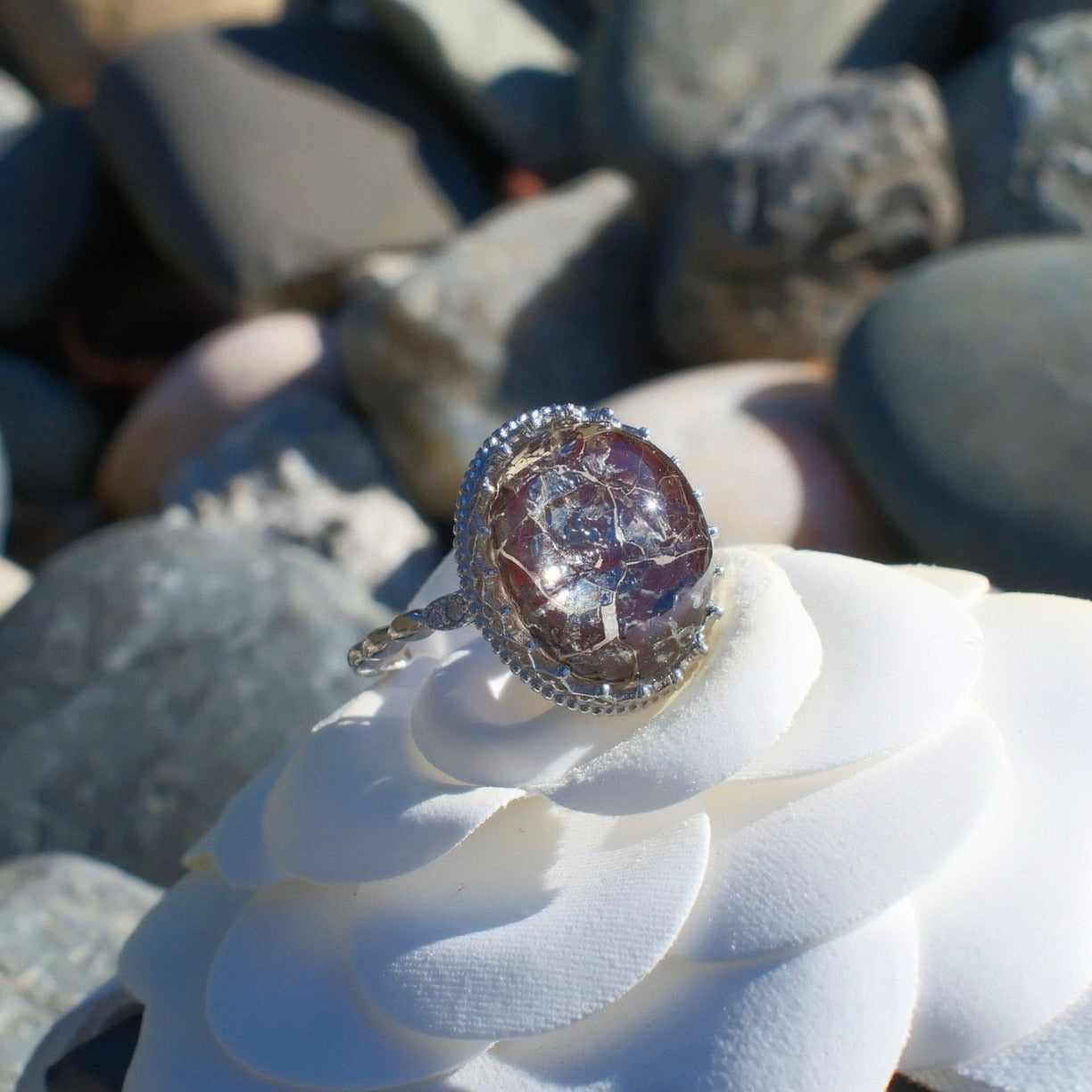 Special Lepidolite in Quartz Ring