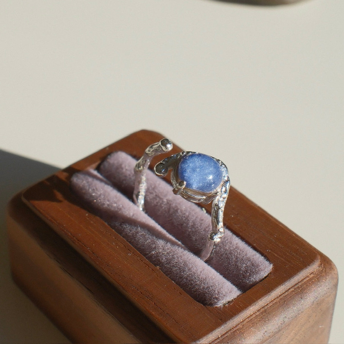 Dumortierite in Quartz Ring