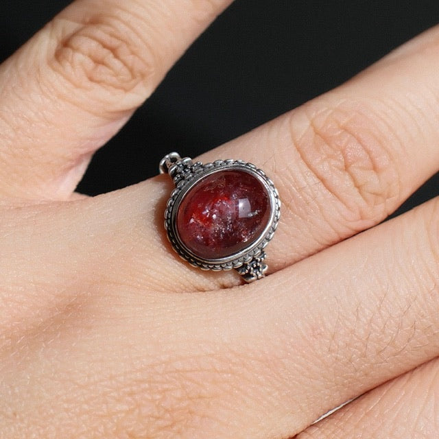 Red Fire Quartz/Red Hematoid Quartz Ring