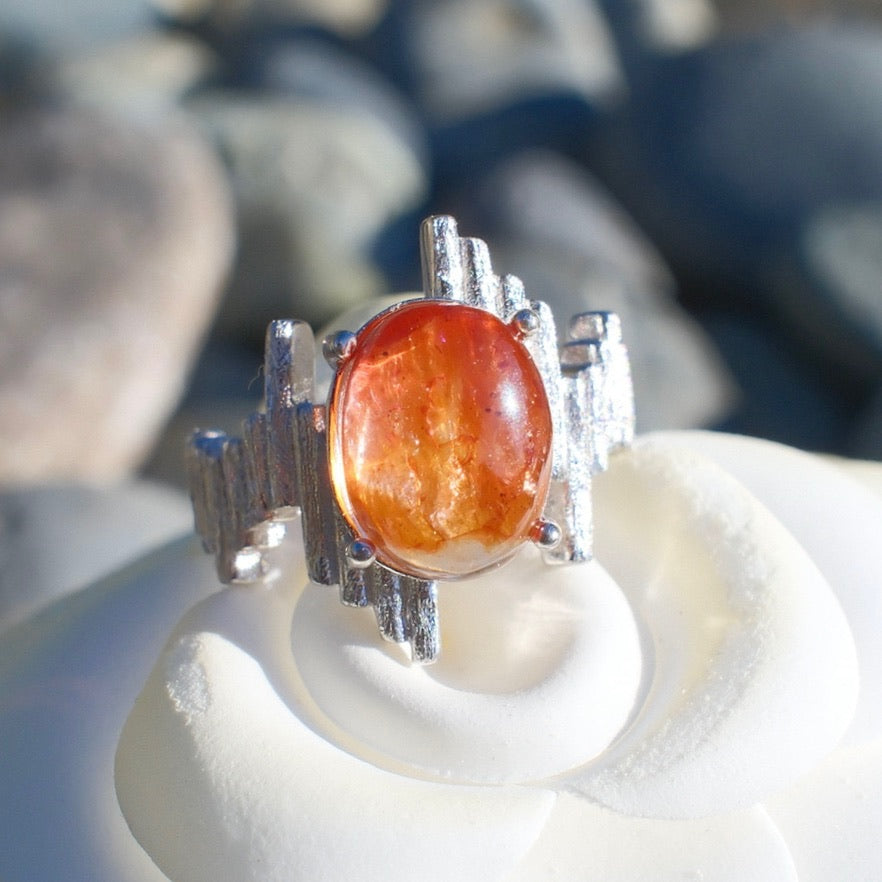 Red and Yellow Hematoid Quartz Ring