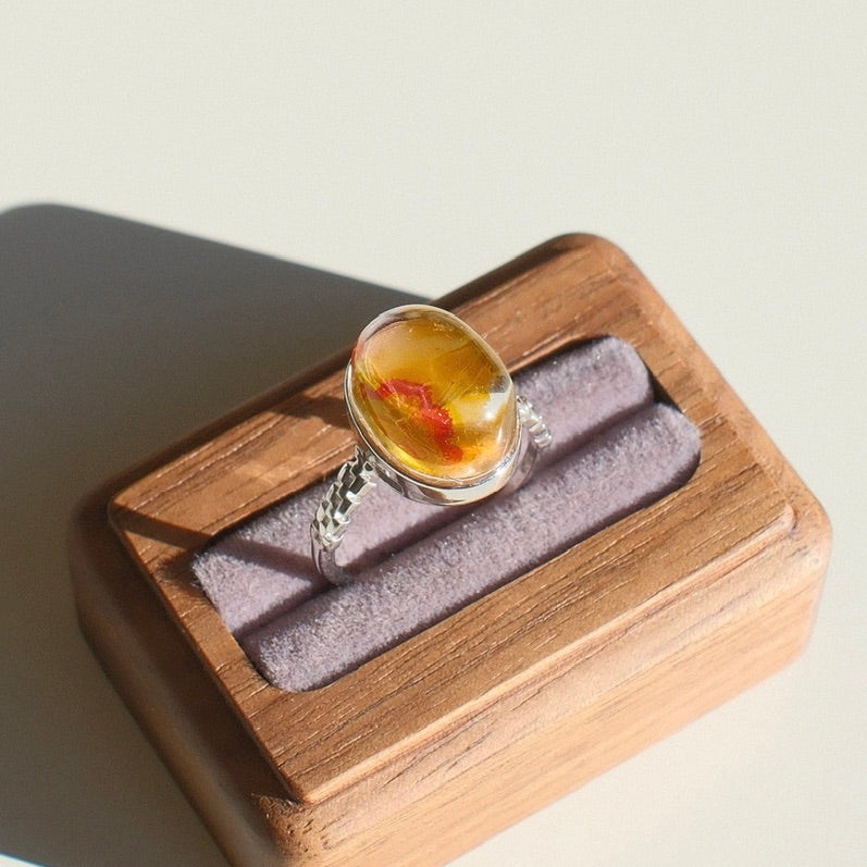 Red and Yellow Hematoid Quartz Ring