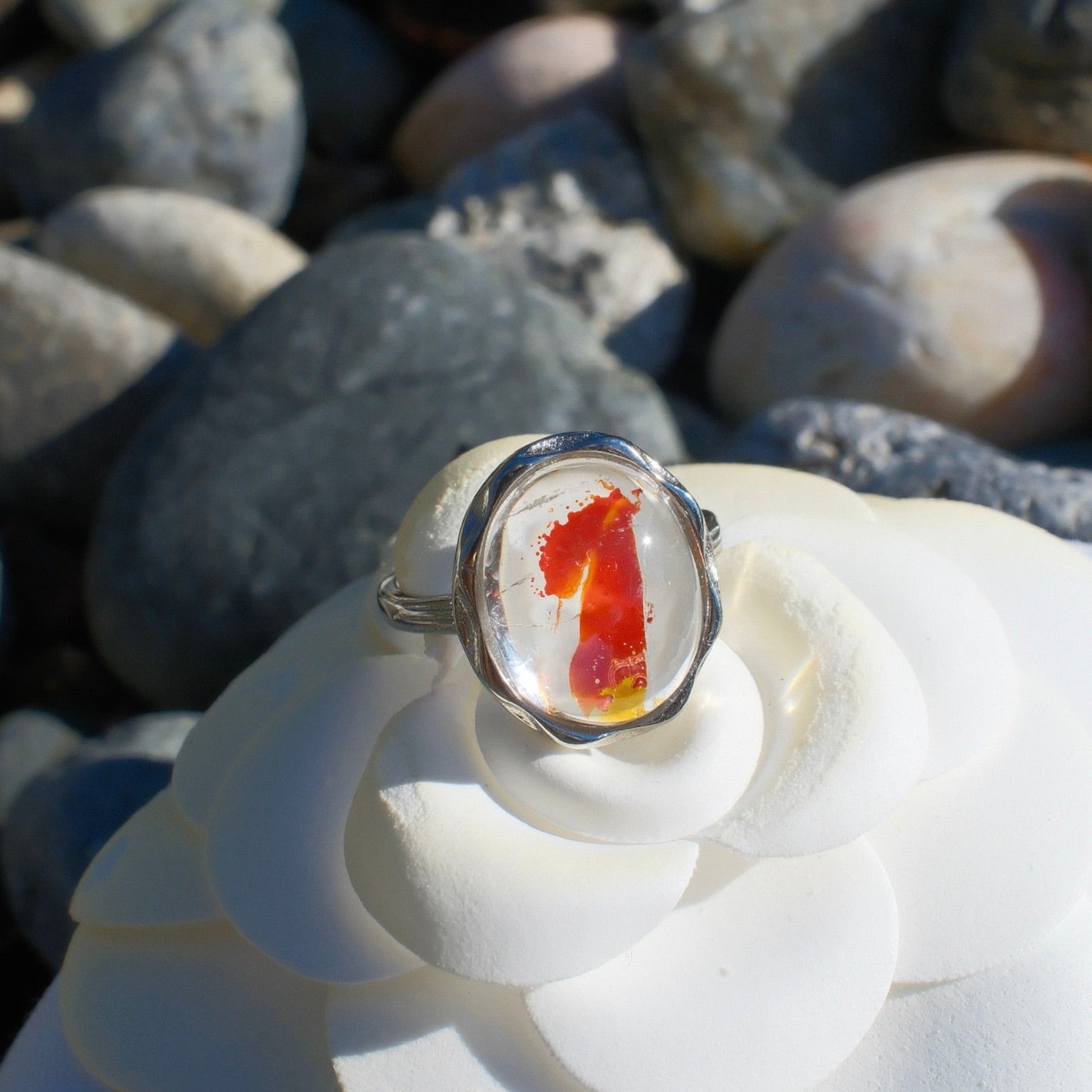 Red and Yellow Hematoid Quartz Ring