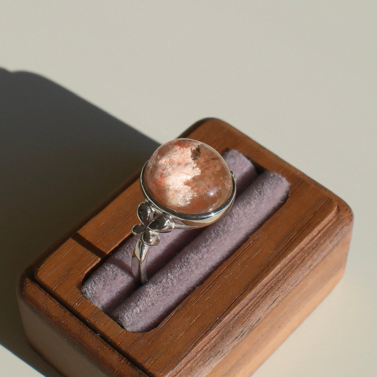 Natural Pink Phantom Crystal Ring