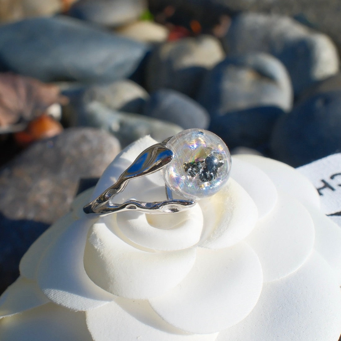 Special Lepidolite in Quartz Ring