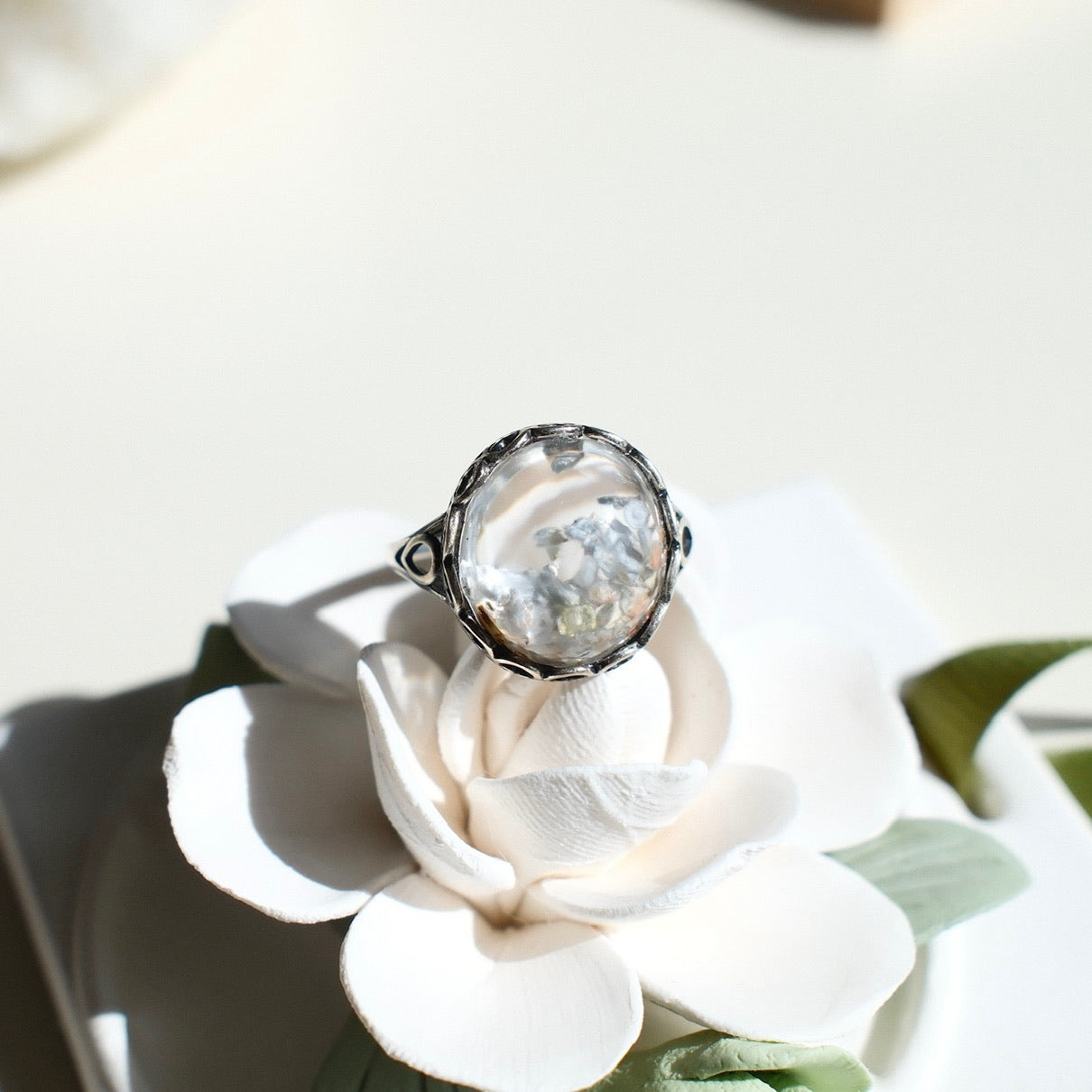 Natural Sky Blue Rutilated Quartz Ring