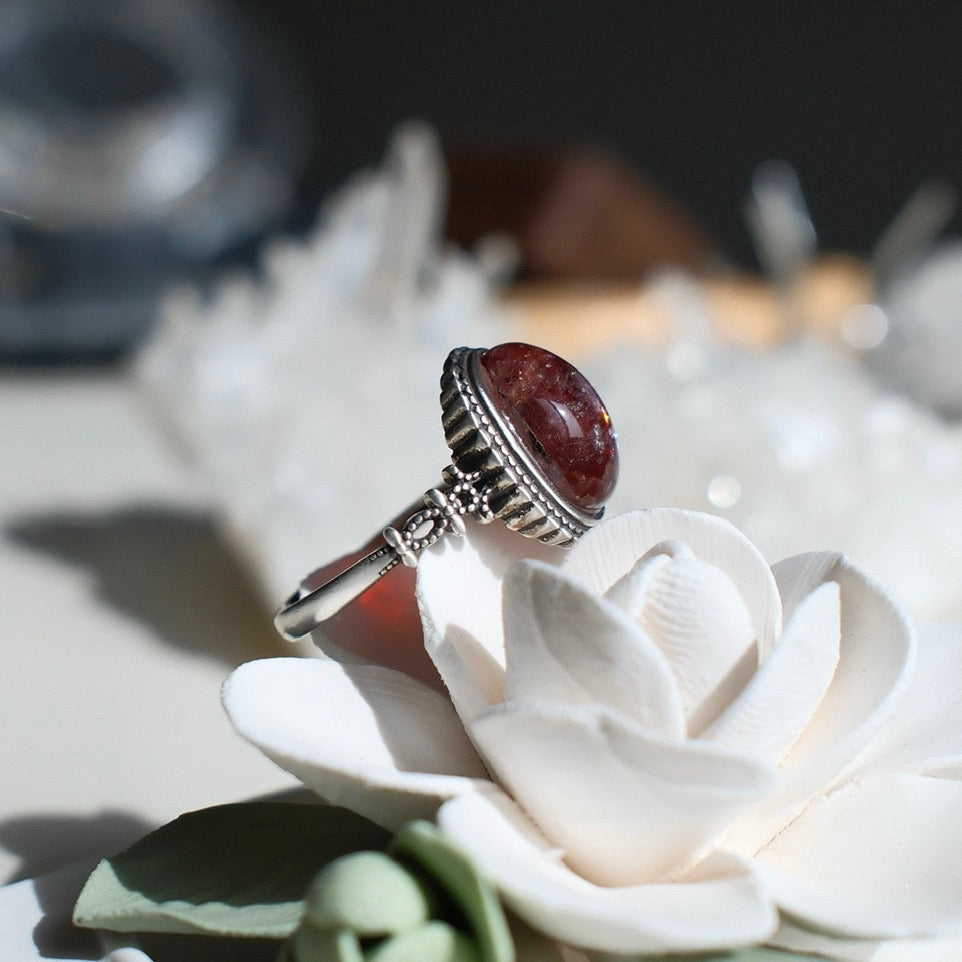 Red Fire Quartz/Red Hematoid Quartz Ring