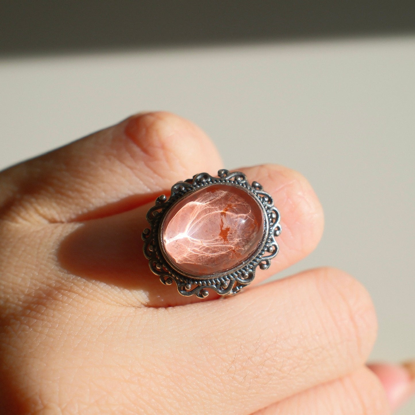Pink Lepidolite Crystal Ring