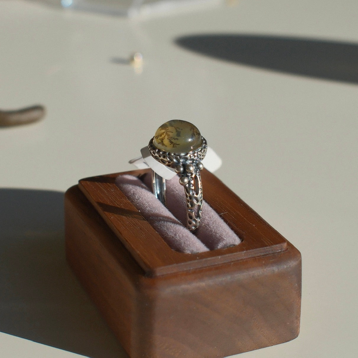 Natural Pyrolusite Quartz Ring