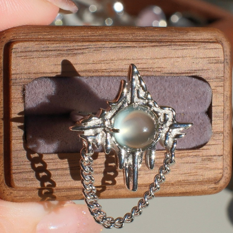 Natural Prehnite Ring