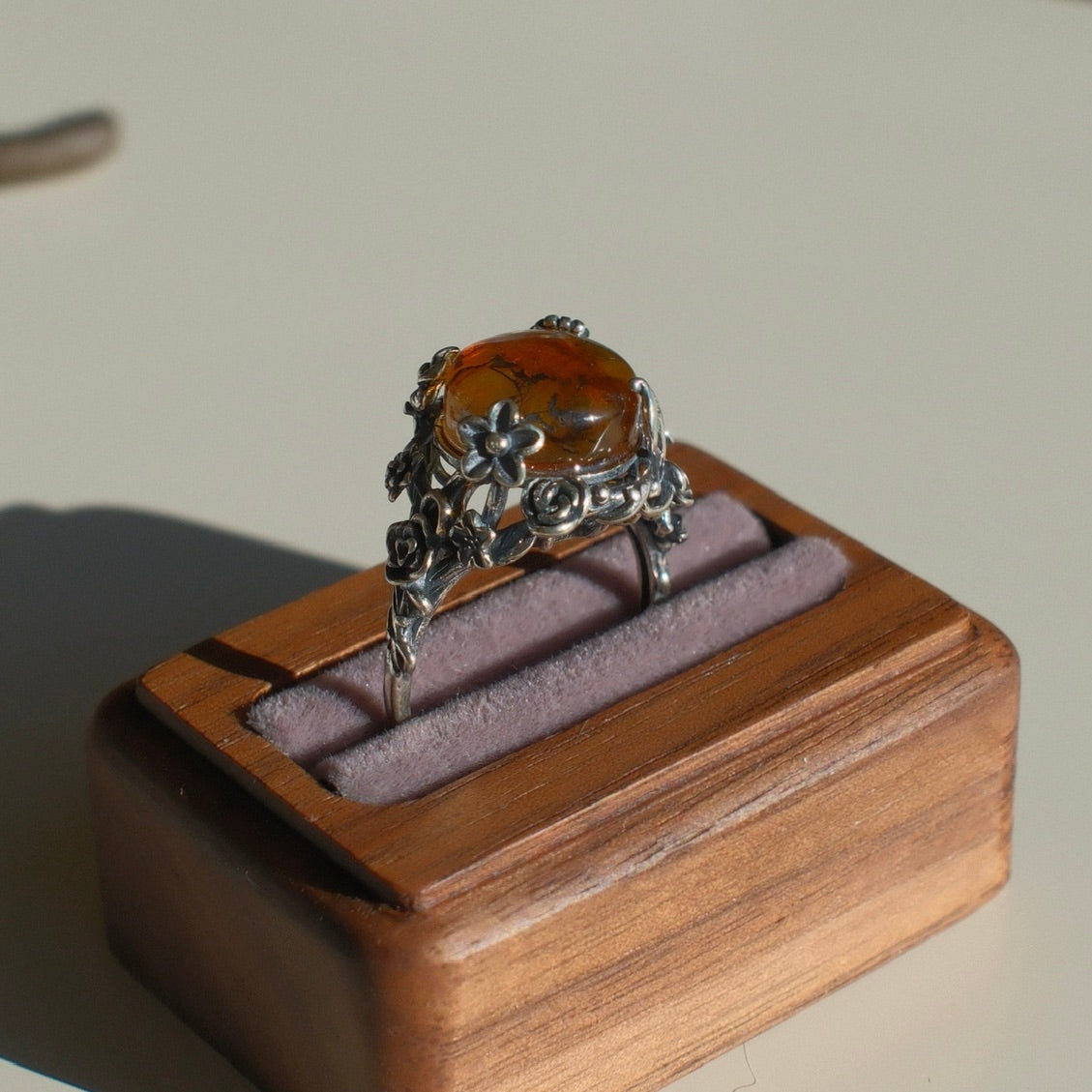 Natural Pyrolusite Quartz Ring