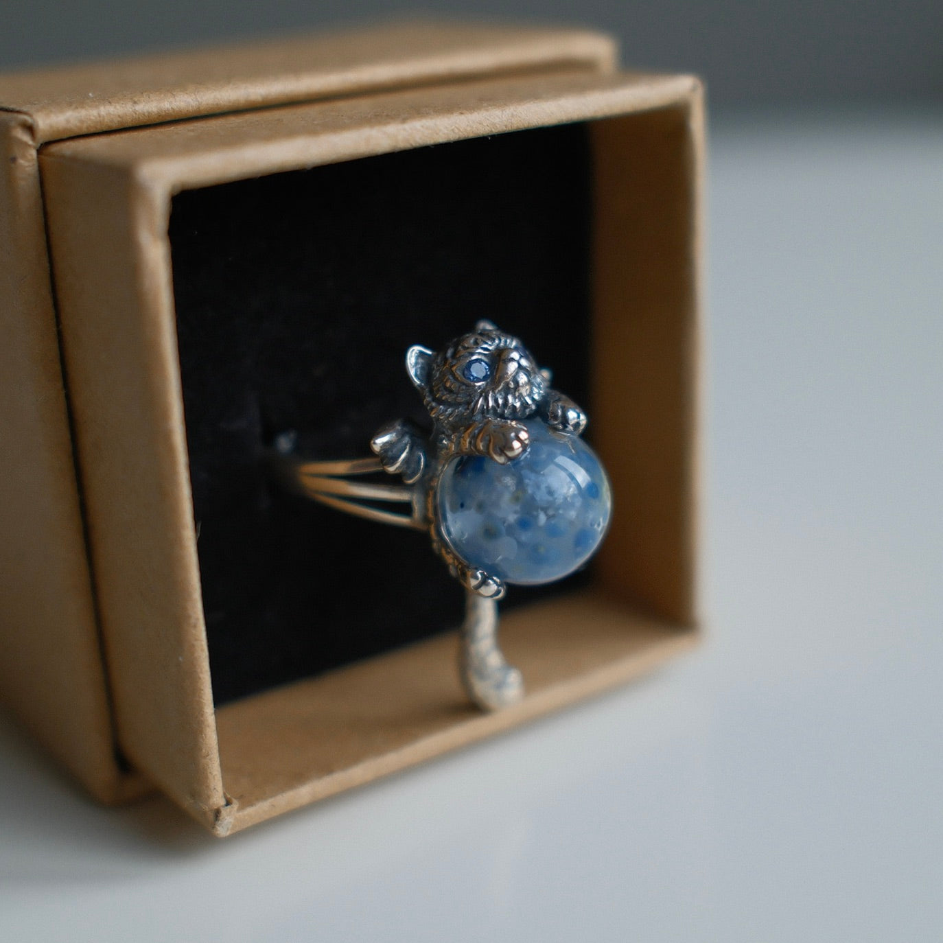 Special Natural Blue Rutilated Quartz Ring