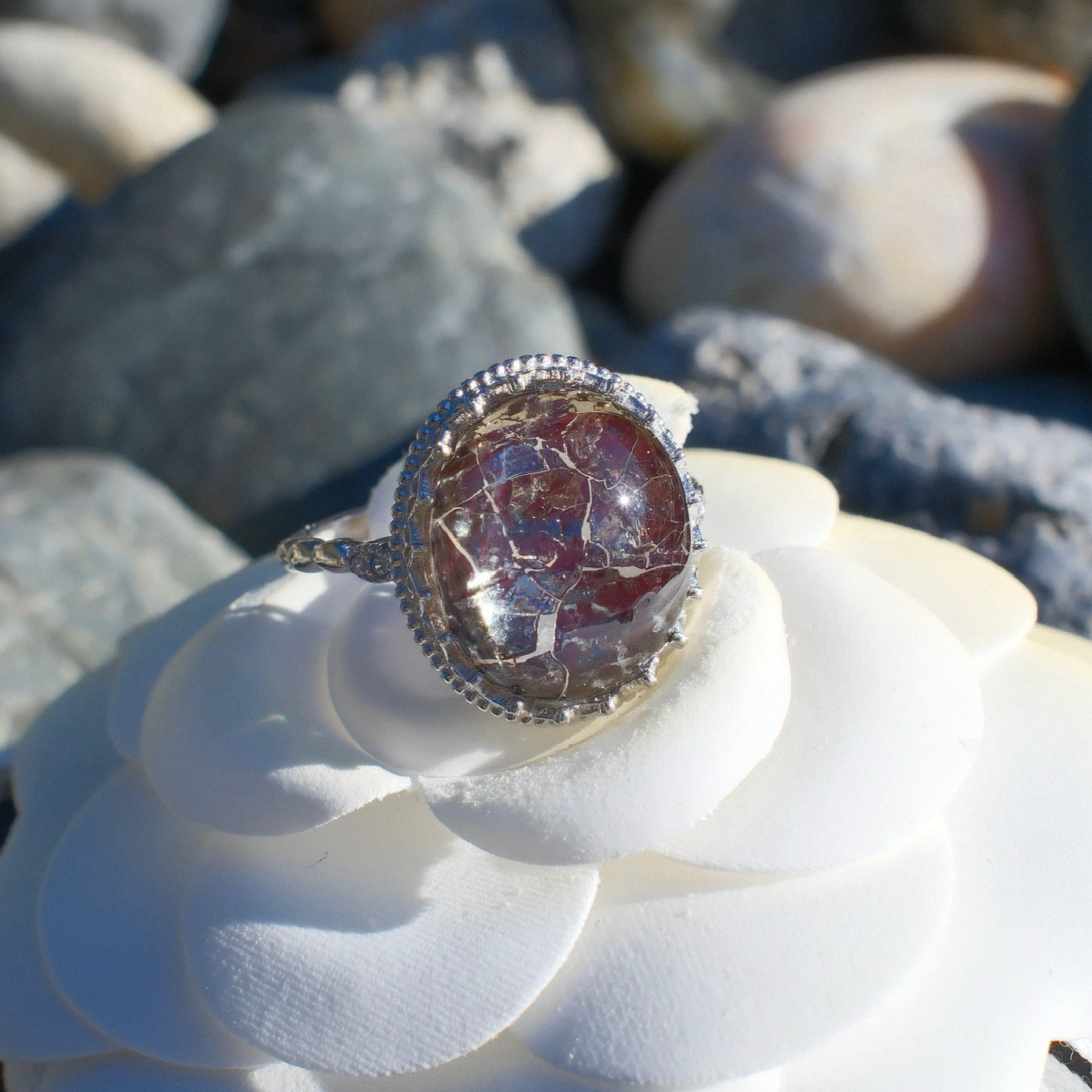 Special Lepidolite in Quartz Ring