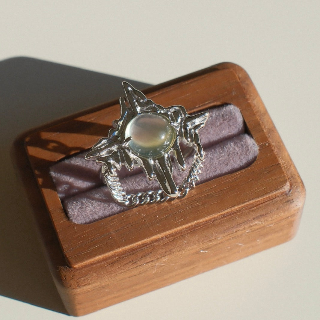 Natural Prehnite Ring
