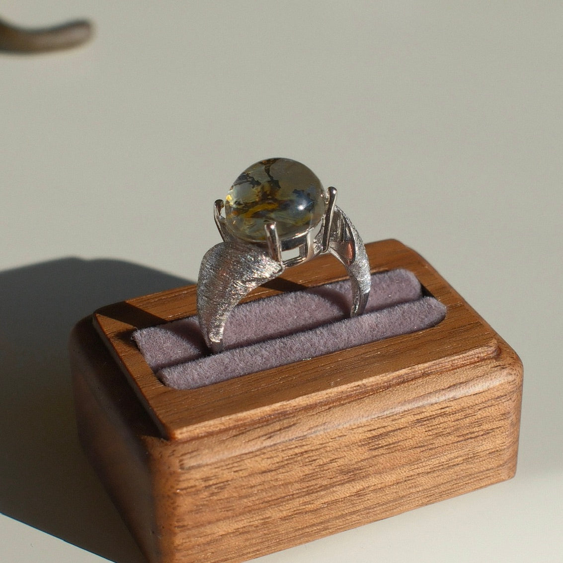Natural Pyrolusite Quartz Ring