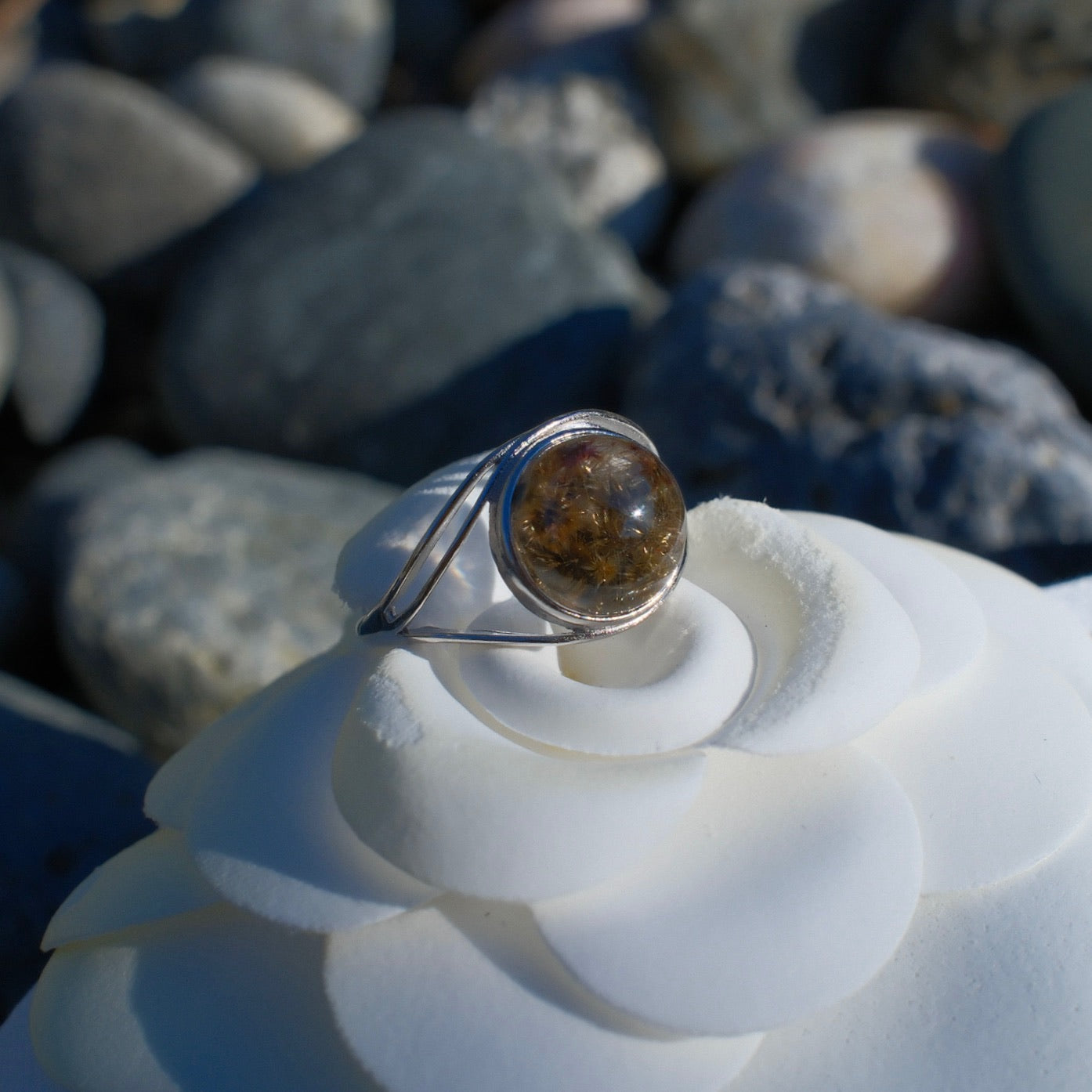 Special Golden Rutilated Quartz Ring