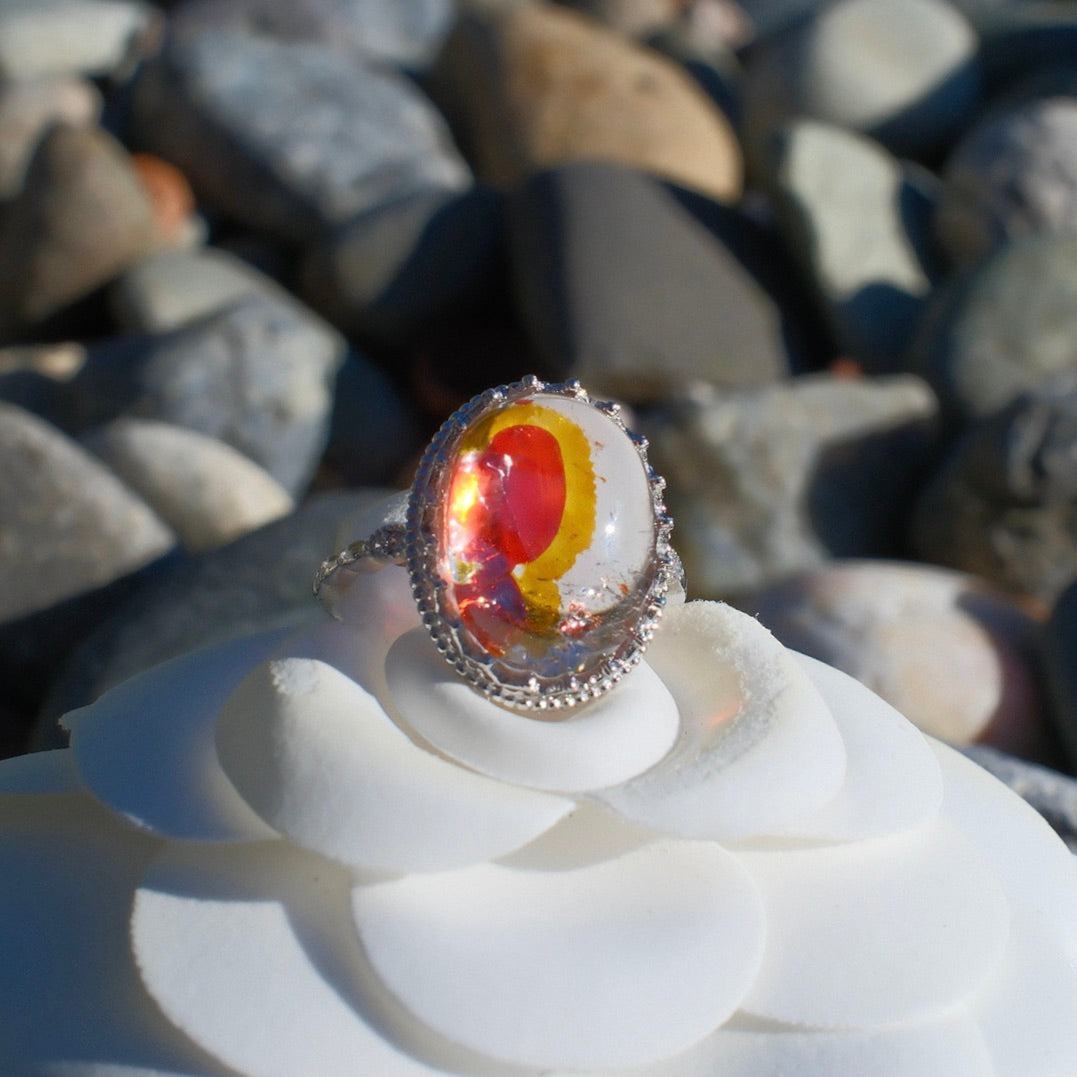 Red and Yellow Hematiod Quartz Ring