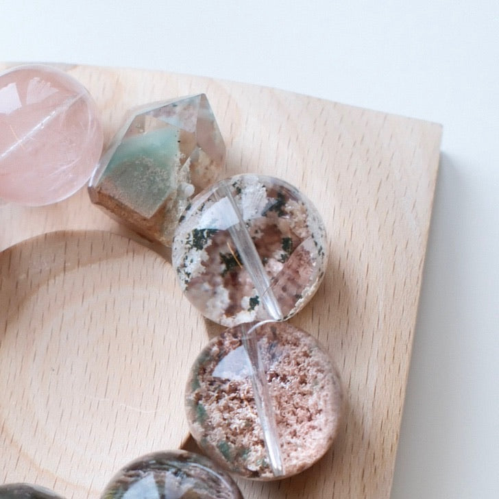 Top-Grade Phantom Quartz and Rutilated Quartz Designer Bracelet