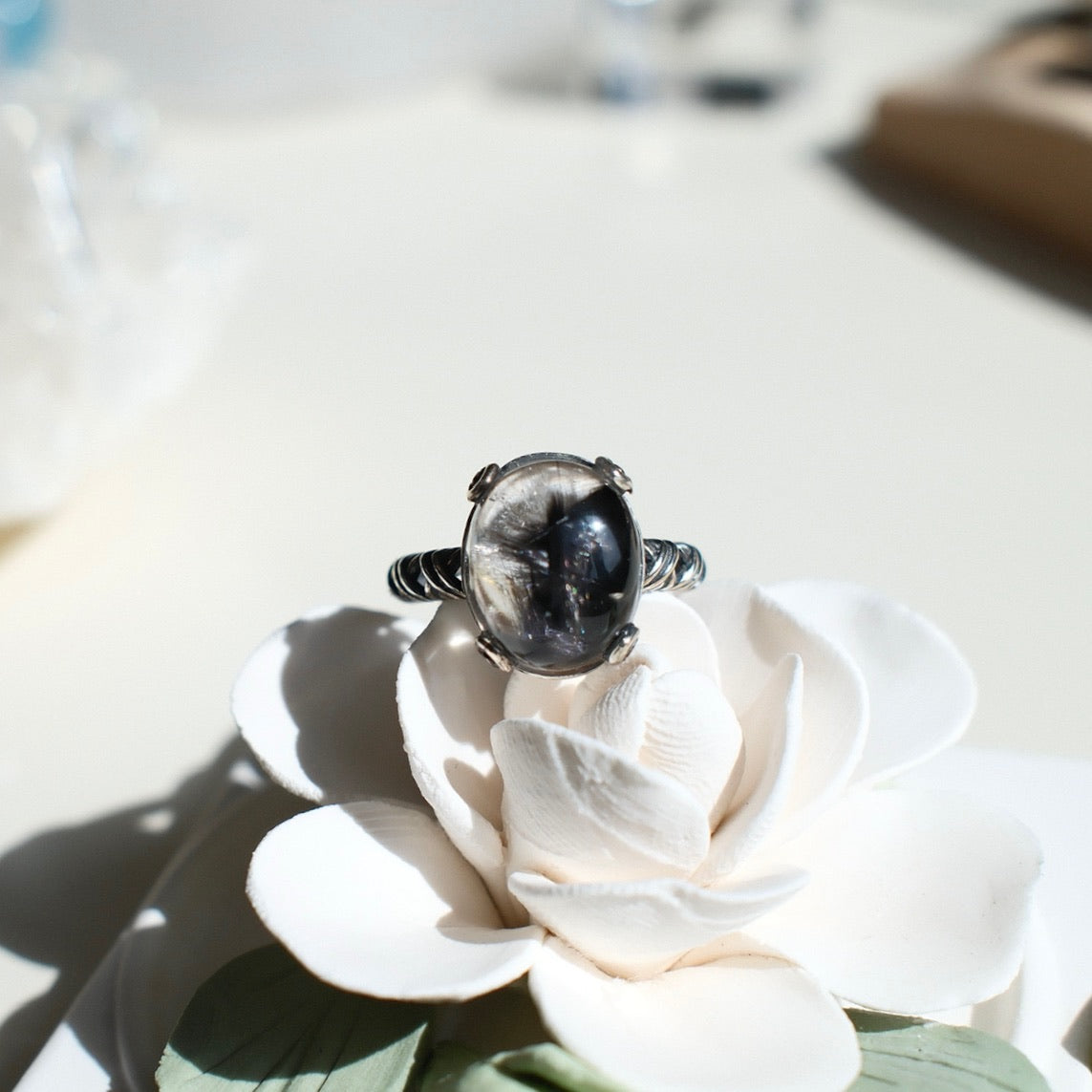 Brookite in Quartz Ring