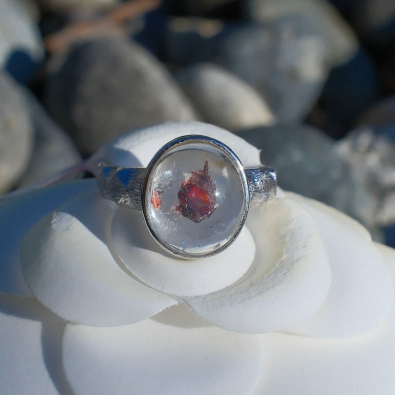 Cuprite in Quartz Ring