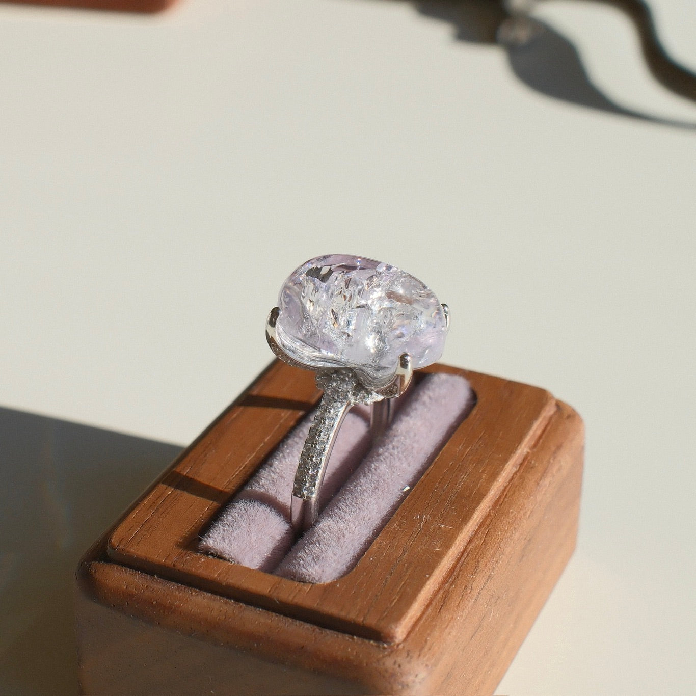 Natural Lavender Skeleton Quartz Ring