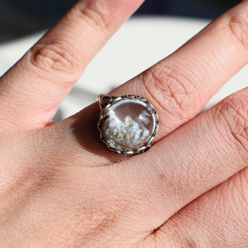 Natural Sky Blue Rutilated Quartz Ring