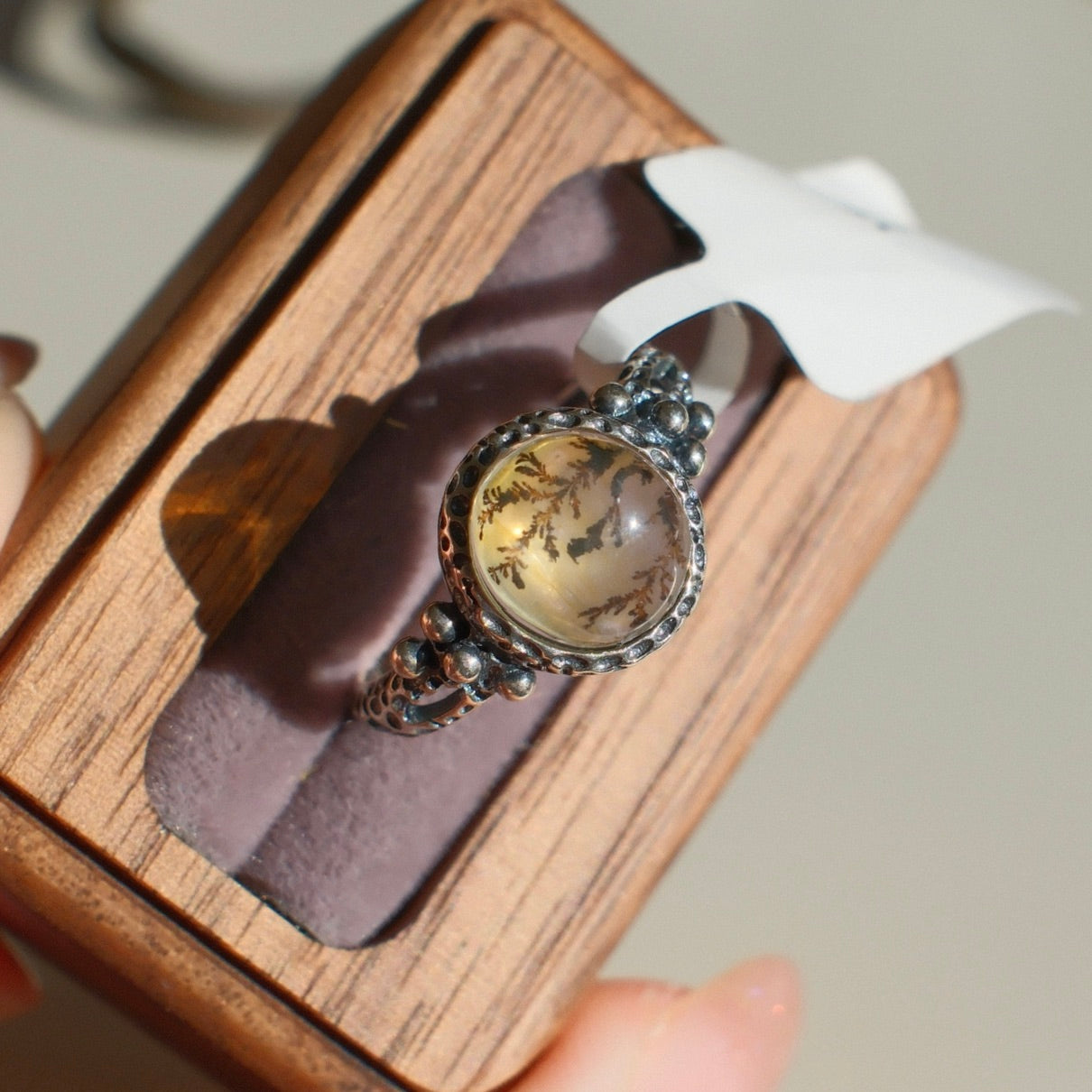 Natural Pyrolusite Quartz Ring