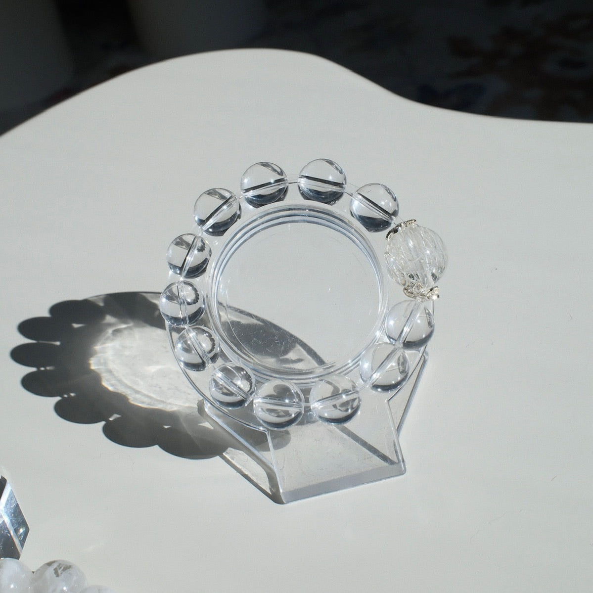 Clear Quartz Bracelet with White Tourmaline Rutilated Quartz