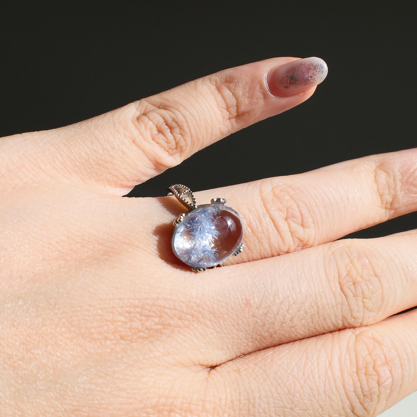 Dumortierite in Quartz Ring