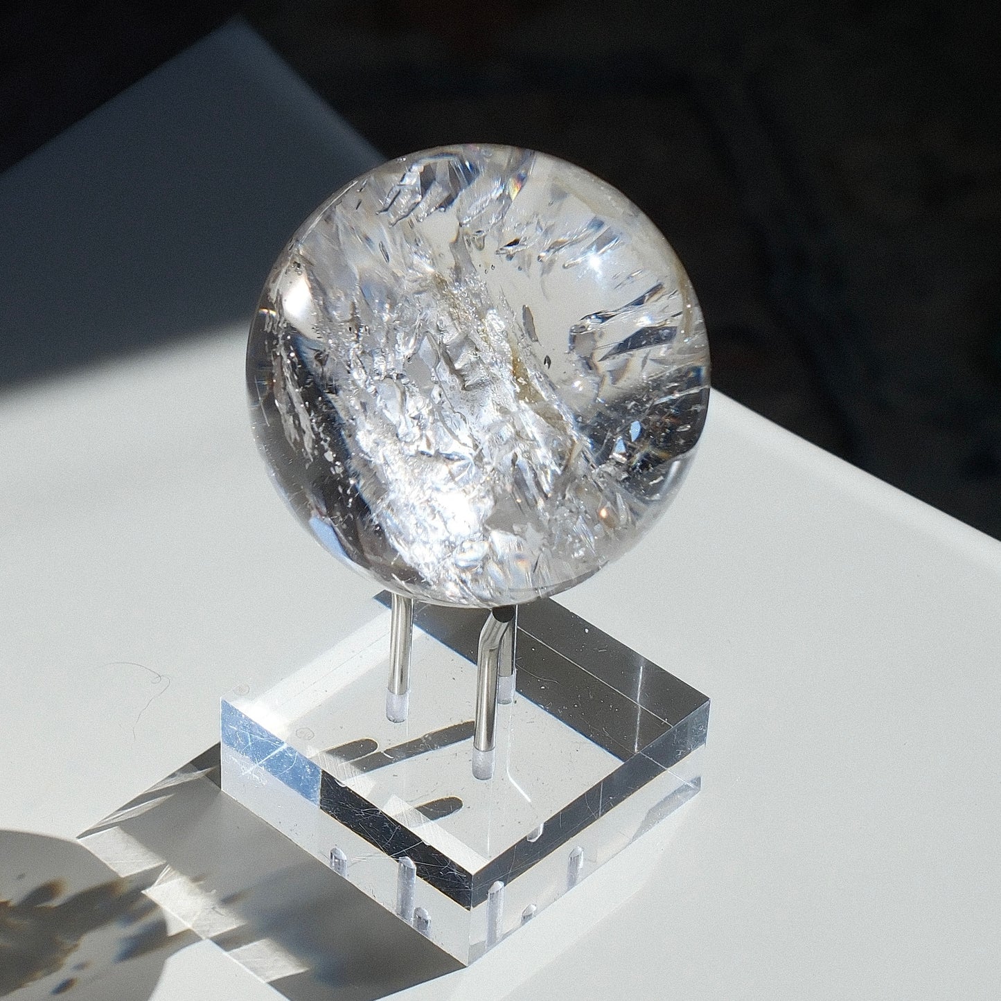 White Phantom Skeleton Quartz Sphere