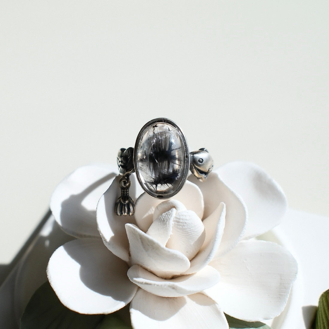 Brookite in Quartz Ring