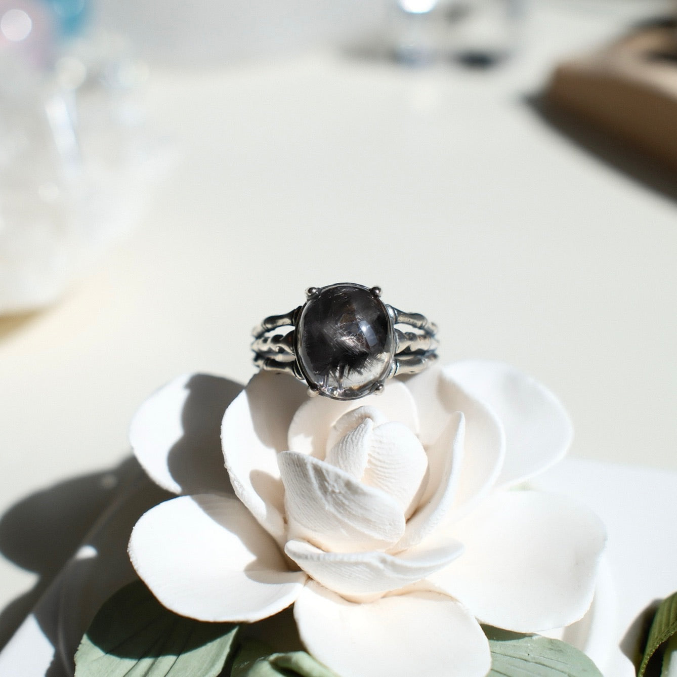 Brookite in Quartz Ring