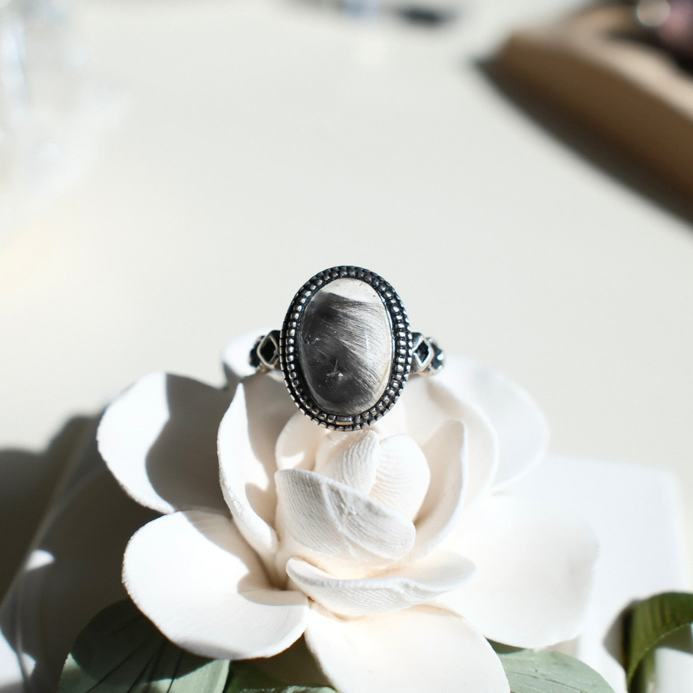 Brookite in Quartz Ring