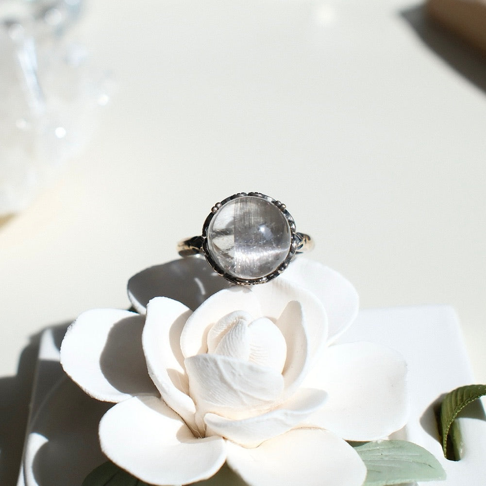 Sliver Brookite in Quartz Ring