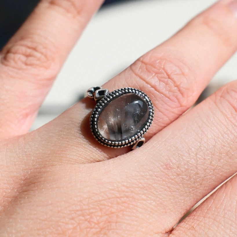 Brookite in Quartz Ring