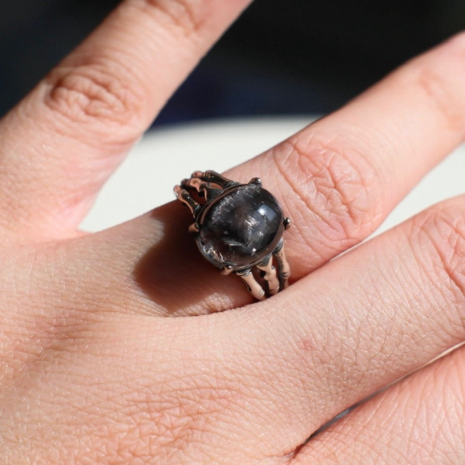 Brookite in Quartz Ring