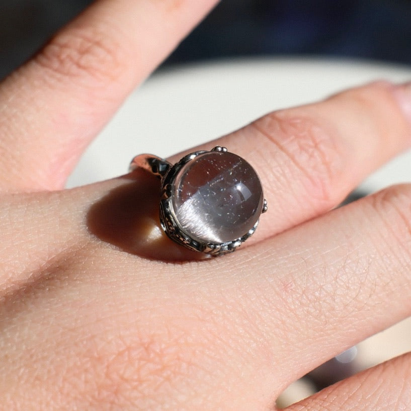Sliver Brookite in Quartz Ring